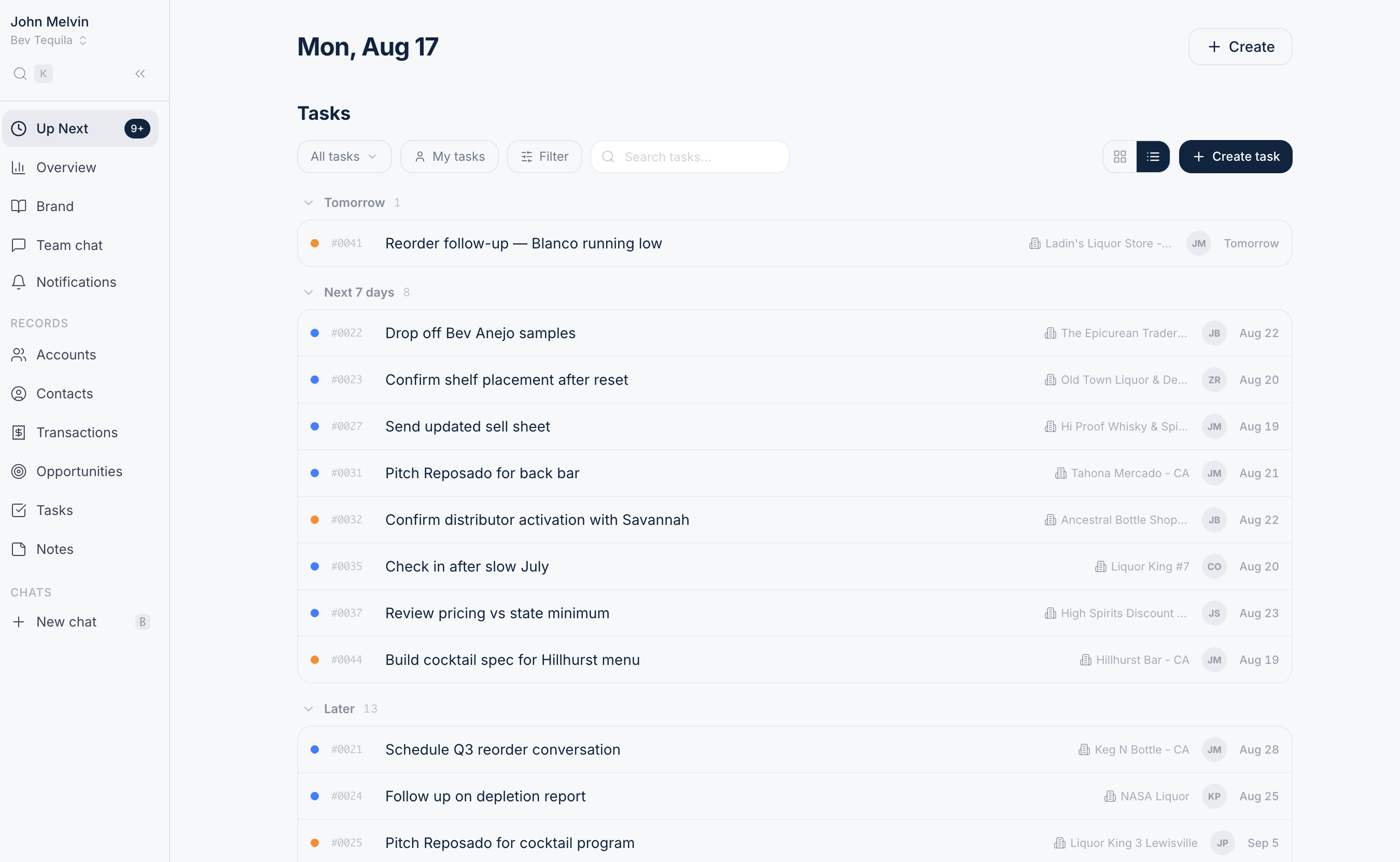 Bevbase Up Next — your day, prioritized