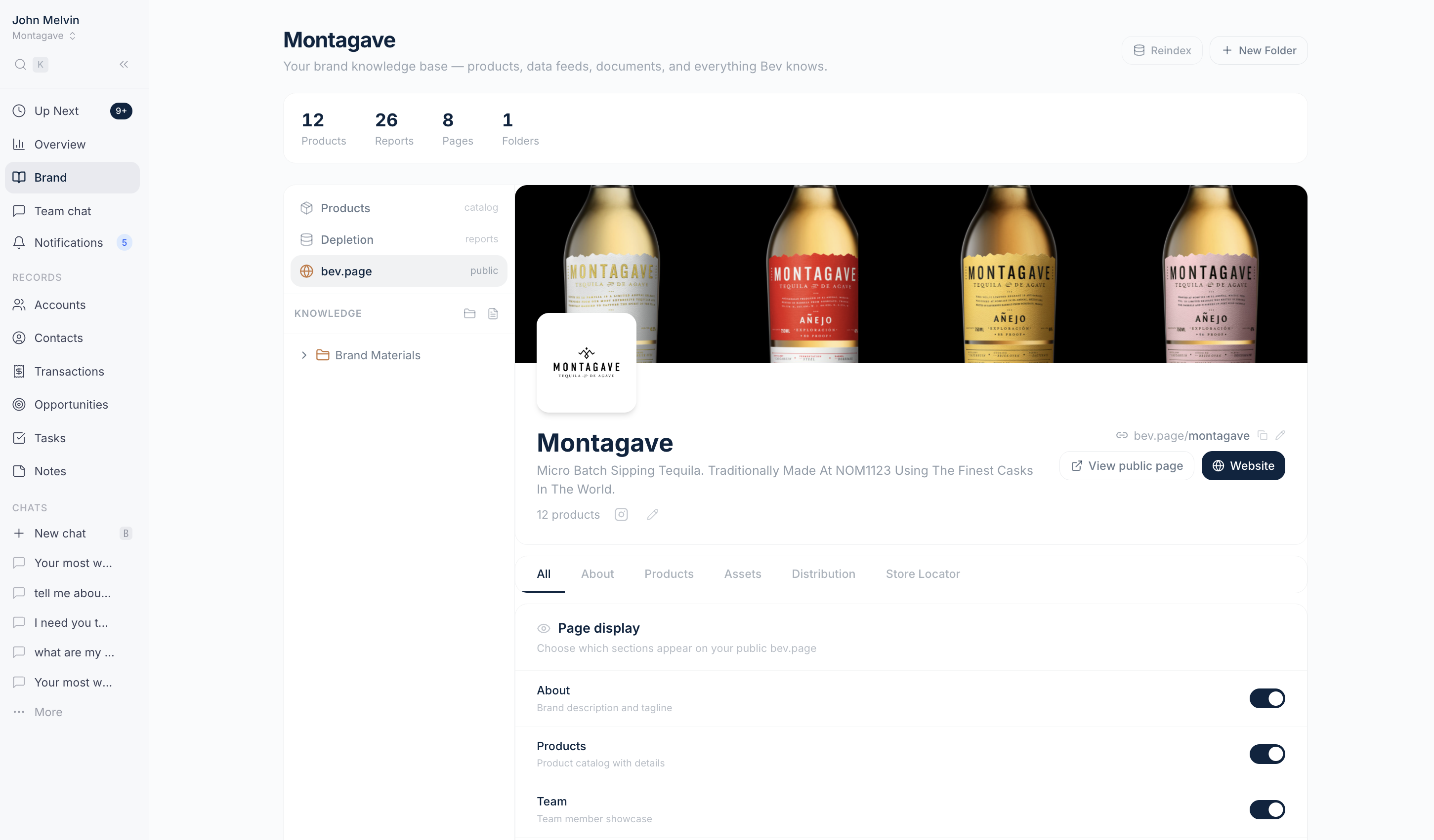 Bevbase Brand page