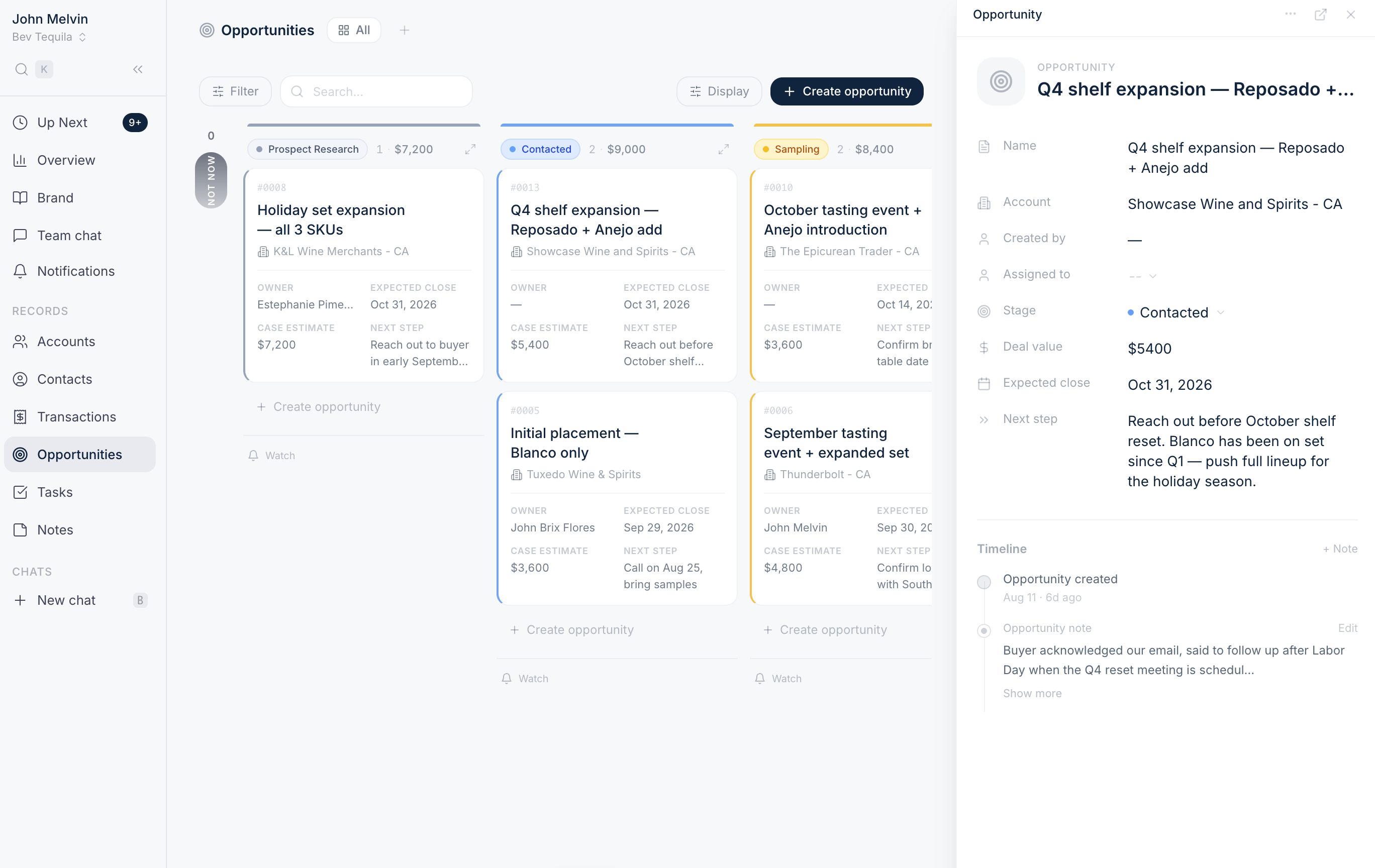 Bevbase Opportunities pipeline